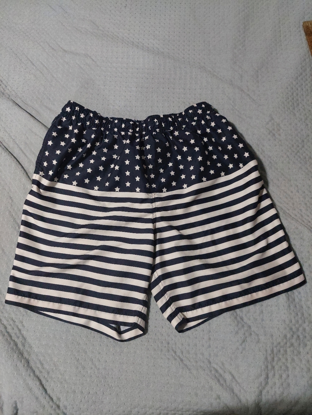 Bass Navy and Cream Star-Print Swim Shorts